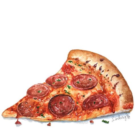 Yu-Ling Liu(Lindsay) (@lindsayliu7) • Instagram photos and videos Pizza Watercolor Illustration, Food Painting, Realistic Paintings, Food Illustrations, Pepperoni Pizza, Recipe Book, Food Art, Watercolor Art, Pizza