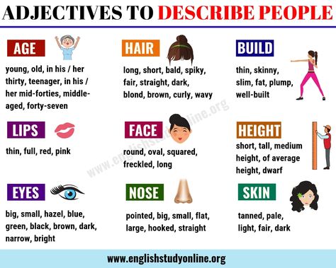 Positive Adjectives | How to Describe People in English - English Study Online Adjectives Describing People, Adjectives To Describe People, Describing People, Positive Adjectives, Words To Describe People, Describe Someone, English Adjectives, Describing Words, English Teaching Materials