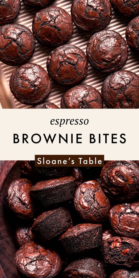 Espresso Brownie Bites, Mini Brownie Bites, Brownie Bites Recipe, Mini Brownies, Espresso Powder, Brownie Bites, Bar Recipes, Chocolate Dessert, Baking And Pastry