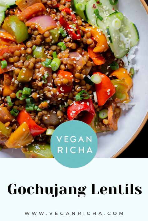 Lentil Stir Fry Recipes, Gochujang Vegan, Korean Lentils, Lentil Tofu, Vegan Korean Food, Vegan Entree Recipes, Gochujang Recipe, 2024 Meals, Witch's Kitchen