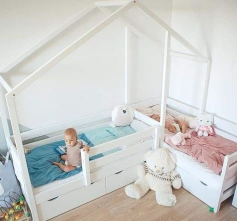 Boy And Girl Shared Room, Boy And Girl Shared Bedroom, Toddler And Baby Room, Diy Toddler Bed, Kids Bed Design, Kids Rooms Shared, Kids Rooms Inspo, Kids Shared Bedroom, Shared Girls Bedroom