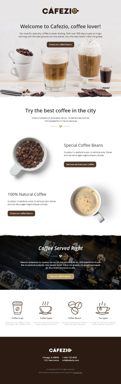 Coffee Email Design, Coffee Newsletter, Easter Newsletter, Email Marketing Template Design, Coffee Social, Email Marketing Templates, Instastory Ideas, Email Ideas, International Coffee