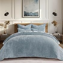 Bedding For Blue Headboard, Blue And Taupe Bedroom, Blue Comforter Bedroom Ideas, Timeless Quilt, Popular Bedding, Light Blue Bedding, Taupe Bedroom, Blue Nightstands, Velvet Comforter