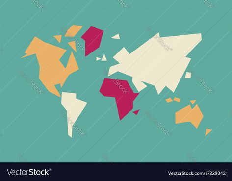 Atlas Illustration, Geometric World Map, Maps Illustration Design, World Map Illustration, Abstract World Map, Continents And Countries, Body References, World Map Art, Cultural Festival