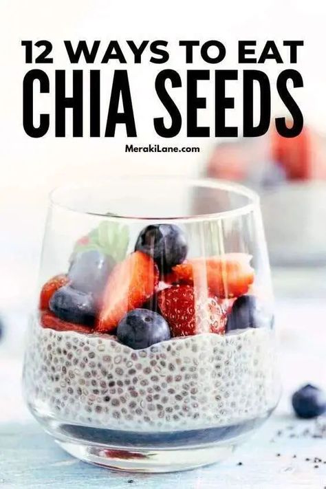 12 Easy Ways to Eat Chia Seeds | You've probably heard about chia seed pudding, but have you ever wondered why everyone raves about it so much? Click for all the details - the health benefits of chia seeds, nutritional information, whether it's safe to eat them raw, plus easy ways to add them to your meals and snacks. From a list of foods that contain chia seeds, to links to our favourite chia seed smoothie, chia seed muffins, and simple tips to make homemade chia pudding, we have you covered! What To Use Chia Seeds In, Tasty Chia Seed Recipes, Breakfast Chia Seed Recipes, Soaked Chia Seeds, How To Incorporate Chia Seeds, Chi Seeds Recipes, Chia Seed Pudding No Milk, Chai Seed Smoothies, China Seeds Recipes