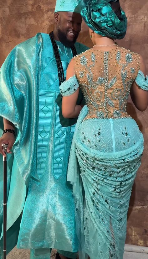 Nigerian Wedding Attire, Yoruba Bride, Igbo Bride, Outfit Couple, Igbo Wedding, African Traditional Wedding Dress, Nigerian Lace Styles Dress, Nigerian Bride, African Wedding Attire