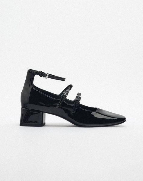 Zara Debuted a $70 Version of the Shoes French Girls Love | Who What Wear French Style Shoes, Mary Jane Shoes Heels, French Shoes, Modern Preppy, French Girl Chic, Shiny Shoes, Preppy Fashion, Shoes Stand, Shoes Photo