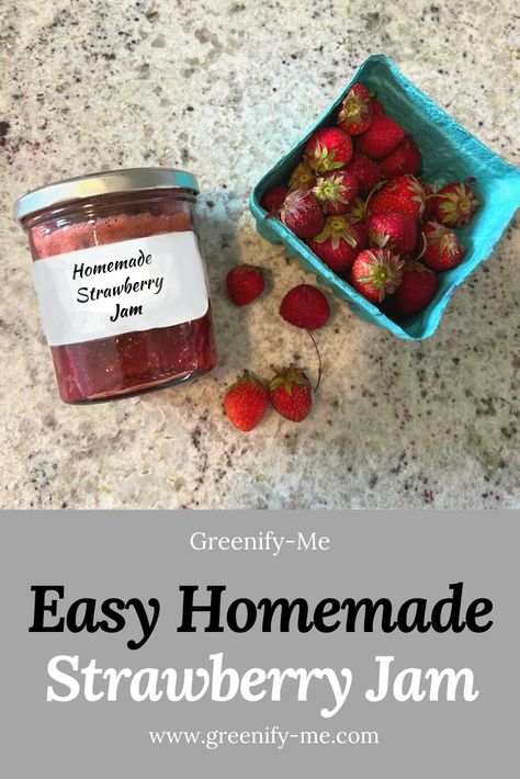 Looking for an easy homemade strawberry jam recipe with no pectin? Here's my go-to recipe that's packed with flavor. You can use this for any berry, not just strawberry! #zerowaste #strawberryjam #homemadejam #berryjam Jam Jar Labels, Zero Waste Holiday, Prevent Food Waste, Strawberry Jam Recipe, Homemade Strawberry Jam, Peanut Butter Sandwich, Zero Waste Kitchen, Reduce Food Waste, Strawberry Jam