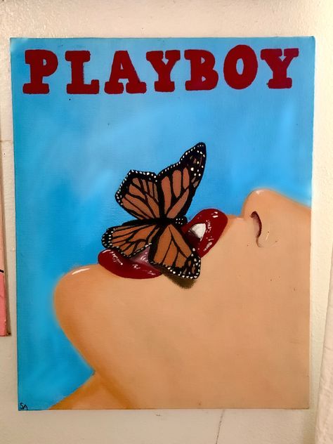 Playboy Painting, Summer Blonde Hair, Summer Blonde, Bunny Painting, Trippy Painting, Canvas Painting Designs, Playboy Bunny, Painting Designs, Paint Designs