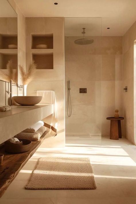 Bathroom English Style, Modern Guest Bathroom Ideas, Scandinavian Interior Bathroom, Bathroom Tile Design Ideas, Wet Room Bathroom, Tile Design Ideas, Jade Design, Desert House, Modern Sink