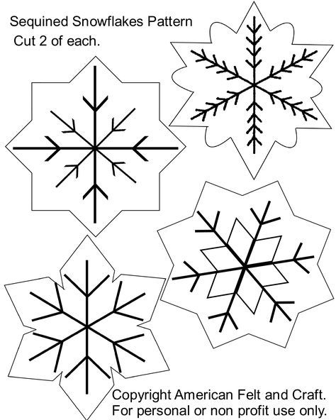 Felt+Ornaments+Patterns+Free | Sequin Snowflakes Felt Christmas Ornament Pattern | American Felt and ... Christmas Ornament Template, Diy Felt Christmas Ornaments, Felt Ornaments Patterns, Snowflake Template, Christmas Cutouts, Trendy Embroidery, Ornament Template, Felt Crafts Christmas, Felt Christmas Decorations