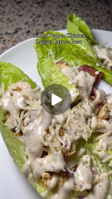 Asia✨ on Instagram: "Lemon Pepper Chicken Caesar Lettuce Boat 🤯  📌SAVE this quick recipe for your next lunch or dinner idea.   What you need ⤵️  🥬Lettuce Hearts 🥬Chicken Breasts (diced or strips) 🥬Caesar Dressing  🥬Red Onions (optional) 🥬Parmesan cheese 🧀  🥬Applewood smoked bacon 🥓   Season your chicken to your liking.   Follow @empoweredbya for more quick & easy recipes 👩🏽‍🍳✨  #fyp #chickencaesarsalad" Lettuce Boat Recipes, Lettuce Boat, Bacon Seasoning, Quick Easy Recipes, Chicken Caesar, Chicken Caesar Salad, Lemon Pepper Chicken, Pepper Chicken, Chicken Stuffed Peppers