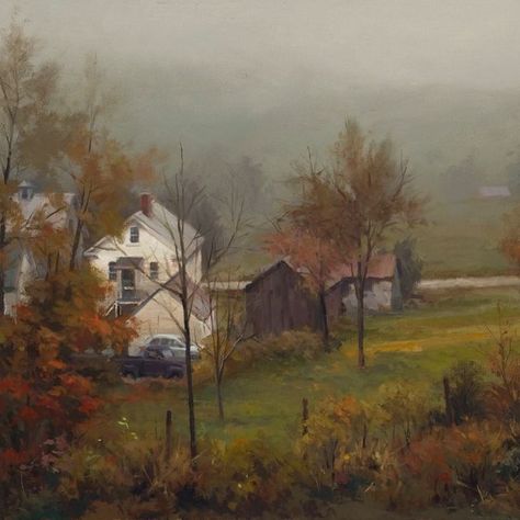 John Pototschnik on Instagram: ""New England Morning" - 16" x 24" - Oil #landscapeart #oil painting #newengland #landscapepainting #johnpototschnik #limitedpaletteunlimitedcolor" England Landscape, Landscape Oil Paintings, Blithe Spirit, Fine Art Portrait Photography, New England Fall, Architecture Painting, Winter Painting, Painting Workshop, Southwest Art