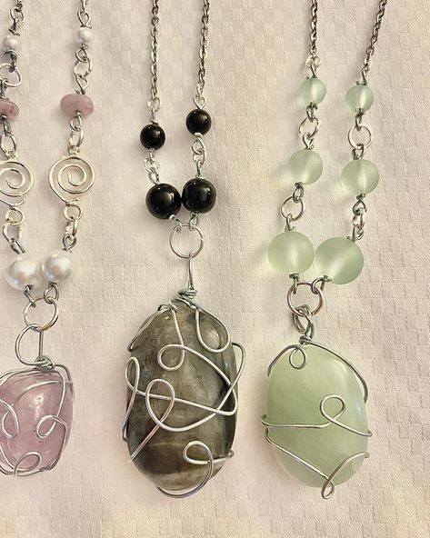 Wire-Wrapped Gemstone Necklaces 🪨 #jewelry #smallbusiness #designer #fairycore #cottagecore #necklace #silver #necklaces #gemstone #gem #gemstones #wirewrappedjewelry #wirewrapping Gem Necklaces, Necklaces Gemstone, Cottagecore Necklace, Gemstone Necklaces, Fairycore Cottagecore, Gem Necklace, Necklaces Jewelry, Fairy Core, Wire Wrapped Jewelry