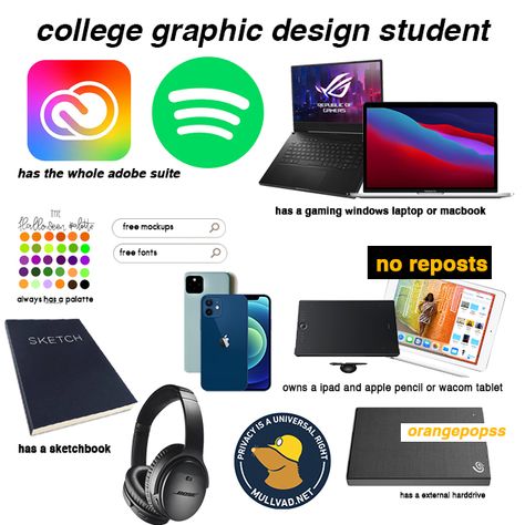 Graphic Designer Starter Pack, Student Starter Pack, Aesthetic Starter Pack, Fable Stories, Graphic Design Student, Wacom Tablet, Study Skills, Starter Pack, Free Mockup