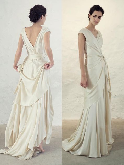 Iconic Wedding Dresses, Muslim Wedding Gown, Draped Wedding Dress, 1930s Dress, Asymmetrical Neckline, Costume Outfits, Mode Vintage, Beautiful Gowns, Fancy Dresses