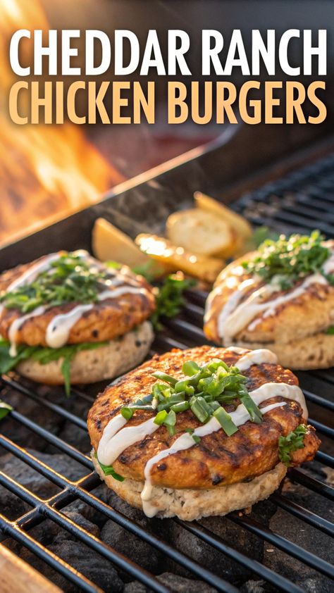 Cheddar Ranch Chicken Burgers Ranch Parmesan Chicken, Cheddar Ranch Chicken, Walnut Chicken, Zesty Ranch, Veggie Options, Burger Night, Beef Patties, Ranch Chicken, Grilling Season