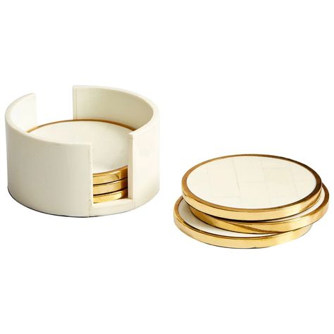 Product Overview Dimensions: 4.5"Ø x 2.25"H Finish: Brass and White Material: Resin,Wood,Brass Eclectic Coasters, Gatsby Ring, Cyan Lighting, Gold Coasters, White Coasters, Salon Suites, Brass Art, Cyan Design, Coaster Design