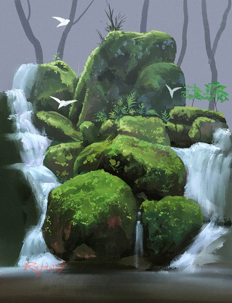 ArtStation - sketches, Surendra Rajawat Surendra Rajawat, Environmental Artwork, Environment Painting, Gouache Art, Nature Drawing, Inspirational Artwork, Digital Painting Tutorials, Fantasy Art Landscapes, Procreate App