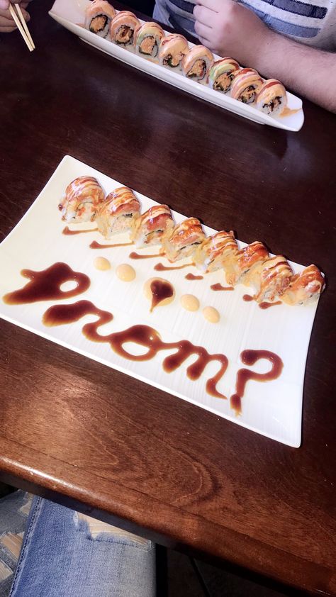 Sushi promposal❤️❤️ Sushi Promposal, Prom Proposal Ideas, Creative Prom Proposal Ideas, Promposal Ideas, Prom Proposals, Cute Prom Proposals, Hoco 2024, Asking To Prom, Dance Proposal