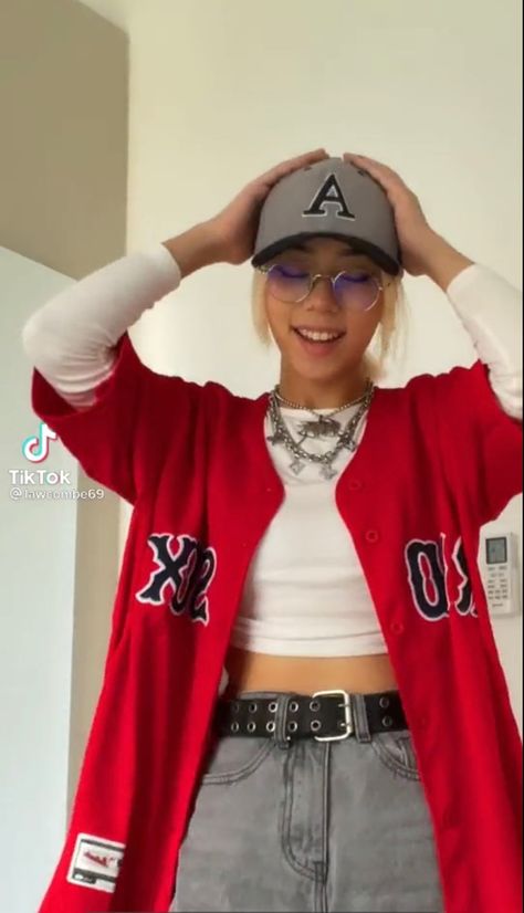 Red Sox Outfit, Red Outfits, Red Jersey, Cute Fit, Red Outfit, Red Sox, Black Skirt, How To Style, Black N Yellow