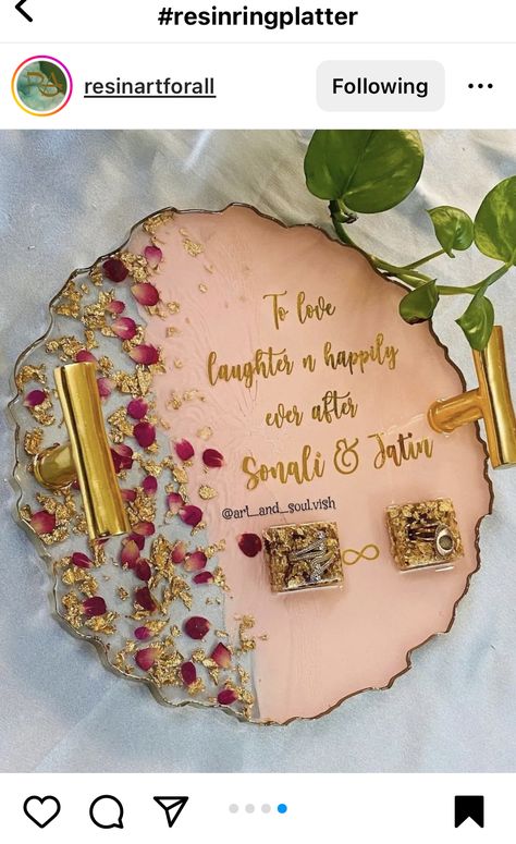 Unique Engagement Ring Platter, Quotes To Write, Engagement Ring Platter, Ring Platter, Engagement Decorations, Unique Engagement Ring, Bridal Gold Jewellery Designs, Resin Ring, Bridal Gold Jewellery