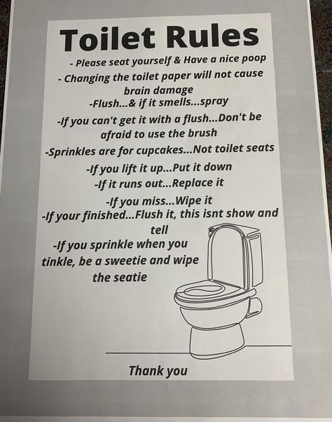 Toilet Rules Printable, Washroom Quotes, 1st Grandchild, Bathroom Etiquette, Washroom Sign, Bathroom Quotes Funny, Toilet Rules, Bathroom Quotes, Longing Quotes