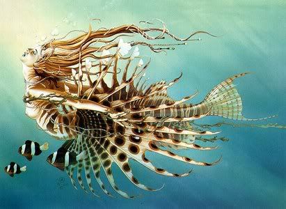 Lionfish Mermaid - tattoo Dnd Mermaid, Art Vampire, Dengeki Daisy, Mermaid Wallpapers, Mermaid Photos, Boris Vallejo, Mermaid Tattoo, High Priestess, Lion Fish