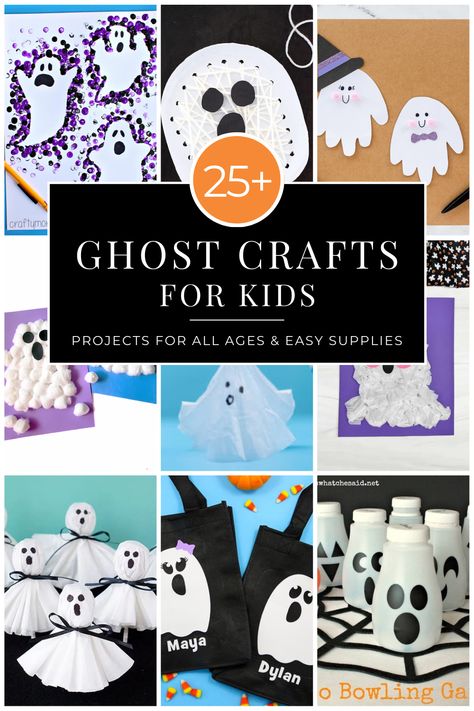 Over 25 awesome & cute Ghost Crafts for Kids of all ages! Projects use common supplies and are great for groups! Ghost Crafts Preschool, Halloween Ghost Crafts, Ghost Crafts For Kids, Halloween Ghost Craft, Mummy Crafts, Ghost Crafts, Halloween Crafts For Toddlers, Halloween Preschool, Easy Halloween Crafts