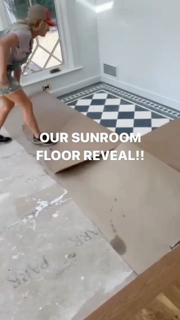 Emily Henderson on Instagram: "INTRODUCING — our sunroom floor!! This room is going to be so beautiful 😭 tiles are @prattandlarson :) I'm in love!! Install by @levelplanetileandstone windows by @sierrapacificwindows" 3 Season Porch Ideas Sunroom, Sunroom Tile Floor, Sunroom Tile, Sunroom Flooring Ideas, 3 Season Porch Ideas, Sunroom Floor, Sunroom Flooring, Conservatory Flooring, Hexagon Floor