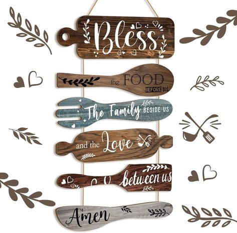 Transform your kitchen or dining room with rustic charm and heartfelt warmth. Easy to hang and designed to complement any kitchen or dining room style.
A thoughtful gift for housewarmings, weddings, or special occasions. #FarmhouseDecor #KitchenWallArt #DiningRoomDecor #HomeDecor #RusticStyle #WallSigns #FarmhouseStyle #BlessThisHome #CountryDecor #DiningRoomDesign #HomeStyling #CottageCore #KitchenInspiration Hanging Wood Signs, Signs For Kitchen, Stove Decor, Kitchen Wall Decor Farmhouse, Wall Decor Dining Room, Farmhouse Kitchen Wall Decor, Farmhouse Kitchen Wall, Rustic Farmhouse Kitchen Decor, Bless The Food Before Us