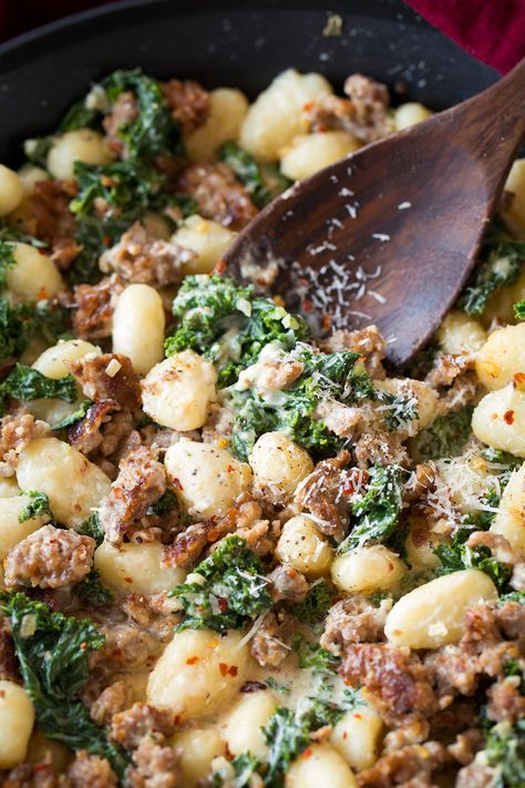 Gnocchi With Italian Sausage, Creamy Gnocchi, Gnocchi Dishes, Sausage And Kale, Gnocchi Recipe, Italian Sausage Recipes, Gnocchi Recipes, Cooking Classy, One Pan