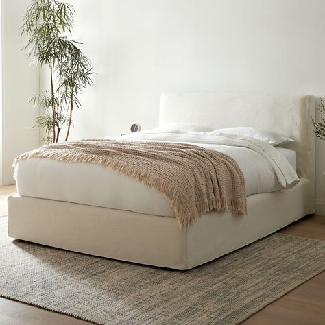 Slipcover Bed, Modern Upholstered Beds, West Elm Bedding, Built In Bed, Wood Bed Frame, Modern Bedroom Furniture, Contemporary Bed, New Beds, Modern Bed