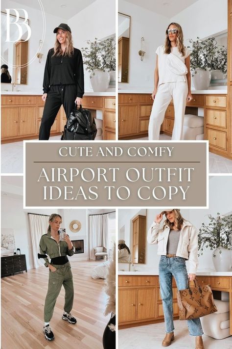 Travel in style with these chic and casual airport outfits. Perfect for summer travel, these ideas include the best summer travel outfit options for women. Stay comfy and trendy on planes with these aesthetic essentials. Click to see the top airport casual looks! Casual Airport Looks Women, Airplane Travel Outfits, Casual Airport Outfit, Aesthetic Essentials, Airport Outfit Ideas, Chic Travel Outfit, Comfy Airport Outfit, Plane Outfit, Grammy Awards Red Carpet