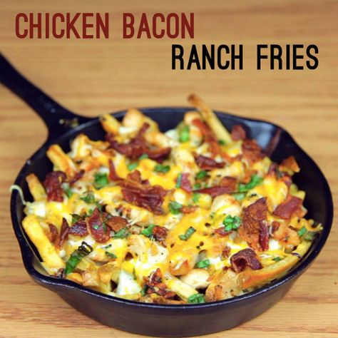 15 Super Bowl Snacks Worth Feasting On Chicken Bacon Ranch Fries, Bacon Ranch Fries, Ranch Fries, Onion Bake, Superbowl Snacks, Chicken Bacon Ranch, Cooked Chicken, Bacon Ranch, Green Onion