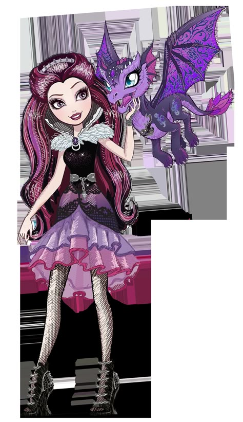 Raven Queen and her dragon. Basic Ever After High Raven Queen, Ever After High Rebels, Ever After High Characters, Cerise Hood, Dragon Coloring Page, Raven Queen, High Characters, Monster High Art, Baba Yaga