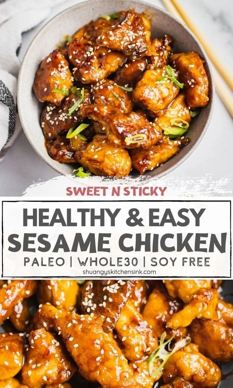 Paleo Chicken Tender Recipes, Whole Foods Chicken Recipes, Gluten Free Chicken Tenders Recipes, Gluten Free Sesame Chicken Recipe, Whole 30 Recipes Chicken Breast, Paleo Sweet And Sour Chicken, Whole 30 General Tso Chicken, Whole 30 Sesame Chicken, Easy Paleo Meals Quick