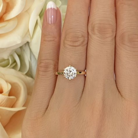 6prong Engagement Ring, Circle Engagement Rings Yellow Gold, 6 Prong Circle Engagement Ring, 5 Prong Engagement Ring, 6 Prong Round Engagement Ring Gold, 6 Prong Gold Engagement Ring, Solitaire Engagement Ring Round 6 Prong Yellow Gold, Yellow Gold Rings Engagement, 2mm Band Engagement Ring