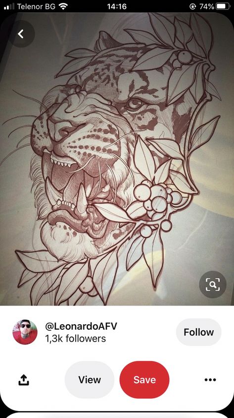 Neo Traditional Art, Big Cat Tattoo, Neo Tattoo, Tier Tattoo, Leopard Tattoos, Tiger Tattoo Design, Tattoo Zeichnungen, Sketch Tattoo Design, Japanese Tattoo Designs