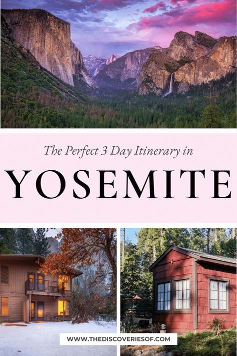 Discover the ultimate 3 days in Yosemite itinerary with this guide - filled with pretty views and fun hikes. Tips, tricks, and practical information for three days in Yosemite. #yosemite #california #travel Yosemite Itinerary, Giant Sequoia Trees, Yosemite California, North America Travel Destinations, Pretty Views, Yosemite Falls, Yosemite Valley, Perfect Itinerary, Road Trip Essentials