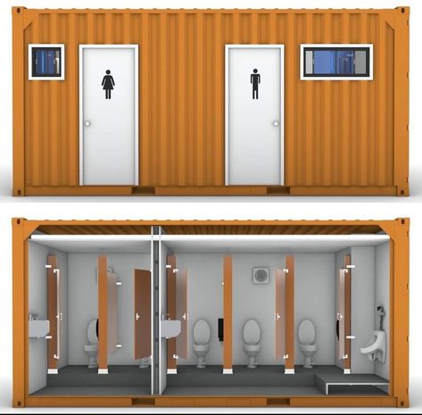 Container Bathroom Ideas, Public Toilet Ideas, Community Space Design, Toilet Outdoor, Homeless Housing, Tiny Container House, Outdoor Bathroom Design, Outdoor Toilet, Restroom Design