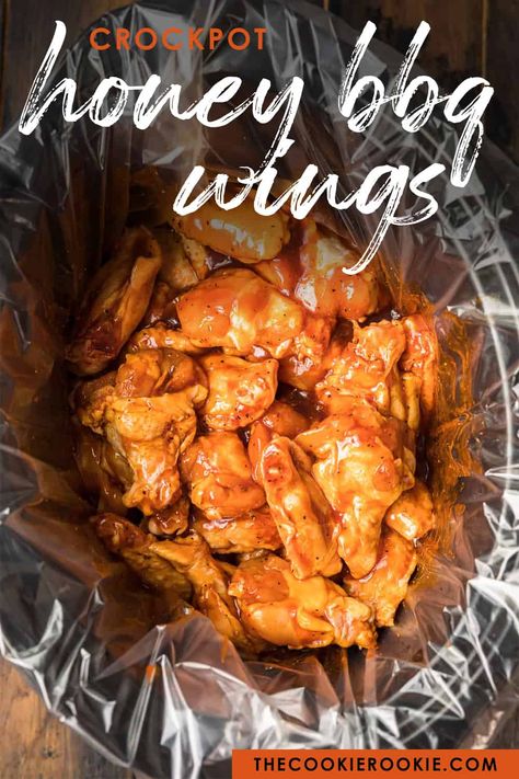 Wings Slow Cooker, Honey Bbq Chicken Wings, Freezing Cooked Chicken, Chicken Wings Crockpot, Bbq Chicken Wings Recipe, Honey Bbq Wings, Slow Cooker Chicken Wings, Crock Pot Inspired Recipes, Honey Bbq Chicken