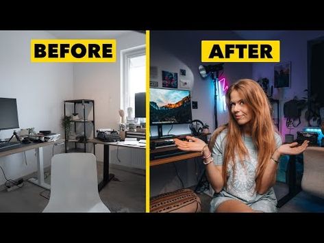 (3) Turning a Small Room into an EPIC VIDEO Studio! - YouTube Small Youtube Studio Ideas, Youtube Studio Ideas Decor, Youtube Studio Ideas, Content Creator Room, Home Youtube Studio, Podcast Studio Design, Studio At Home, Studio Desk, Creator Studio