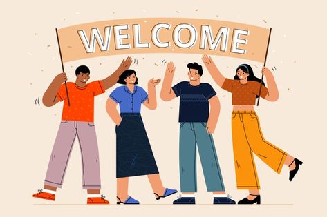 Free Vector | Set of people welcoming illustrated Arms Drawing, People Hugging, Welcome To Class, Arm Drawing, School Illustration, Modern Costumes, Girl Cartoon Characters, Illustration Story, Boy And Girl Cartoon