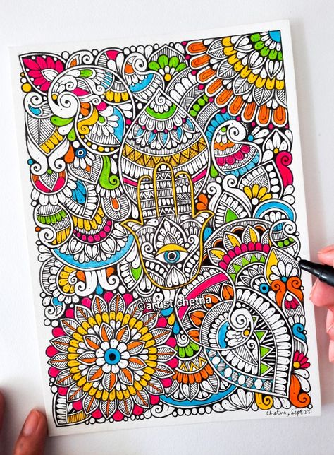 Colourful doodle design Unique Mandala Drawing Colour, Unique Mandala Drawing Creative, Unique Mandala Drawing, Colour Mandala, Very Easy Rangoli Designs, Mandala Doodle, Durga Painting, Sketchbook Inspo, Doodle Design