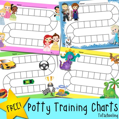 FREE Potty Training progress and reward charts featuring Frozen theme, princesses, dinosaurs and race car themed. Potty Sticker Chart, Sticker Chart Printable, Potty Training Sticker Chart, Printable Potty Chart, Potty Training Stickers, Behavior Chart Toddler, Toddler Reward Chart, Potty Training Rewards, Potty Training Girls