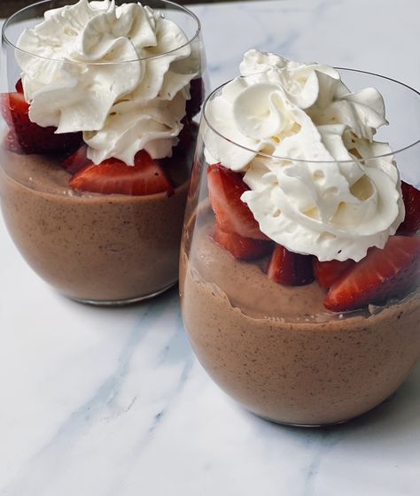 This light and fluffy dessert has a secret ingredient: Ricotta Cheese! Double Chocolate Ricotta Mousse is the easiest treat, ready in 5 minutes and gluten-free. Cheese Dessert Recipes, Keto Chocolate Mousse, Easy Chocolate Mousse, Cocoa Chocolate, Single Serve Desserts, Cheese Dessert, Small Food Processor, Chocolate Protein Powder, Mousse Recipes