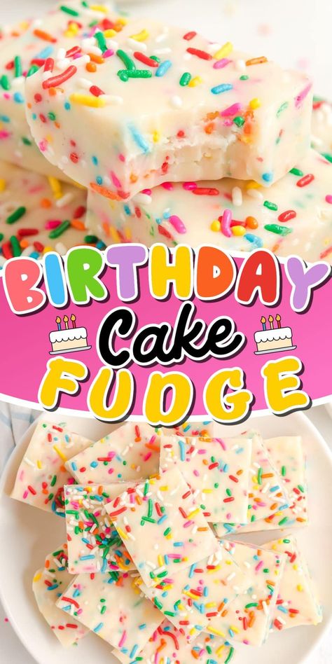 Birthday Cake Fudge Funfetti Fudge, Cake Mix Fudge, Marshmallow Fluff Fudge, Cotton Candy Fudge, Birthday Cake Fudge, Holiday Deserts, Cake Batter Fudge, Fudge Candy, Birthday Cake Alternatives