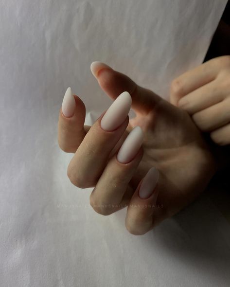 Slim nails🤍 #slimnails #whitenails #longnails Milky Matte Nails, Milky White Matte Nails, Nails Slim, Slim Nails, Matt Nails, Milky White Nails, Neutral Nails, Nails Long, Milky White