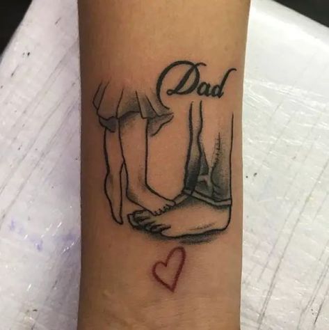 Tattoo Ideas Mom Dad Daughter, Grandpa And Granddaughter Tattoos, Matching Dad Daughter Tattoos, Tattoos For Dads With Daughters, Dad Tattoo Ideas, Dads And Daughters, Dad Daughter Tattoo, Tattoos For Dad Memorial